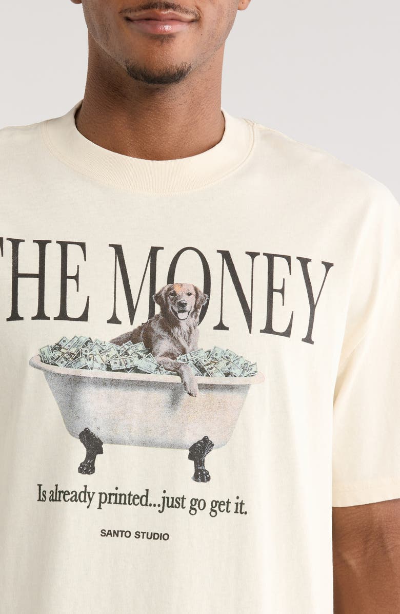 SANTO STUDIO Printed Cotton Graphic T-Shirt, Alternate, color, Cream