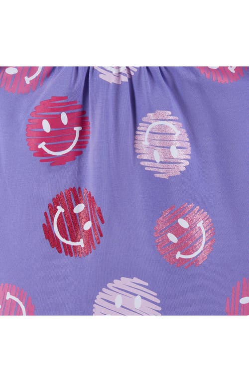 Andy & Evan Kids' Smiley Print Jersey Dress In Purple/pink