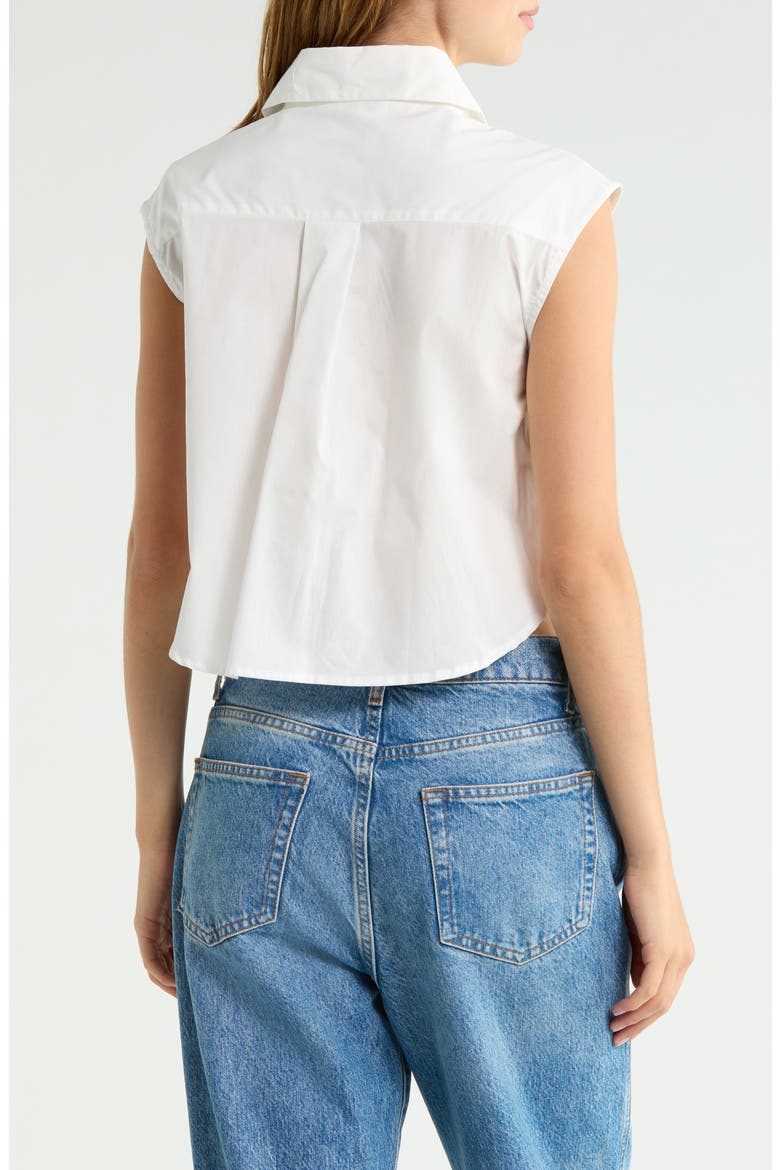 Sleeveless Button Down Shirt, Alternate, color, WHITE