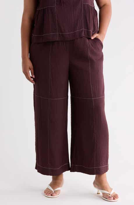 Adrianna Papell Crinkled Topstitched Pants