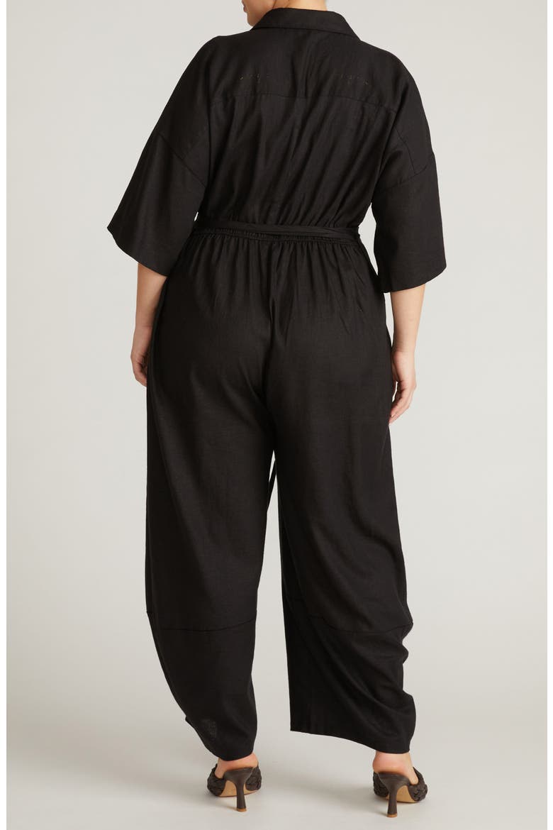 Maggie Linen Blend Jumpsuit, Alternate, color, BLACK