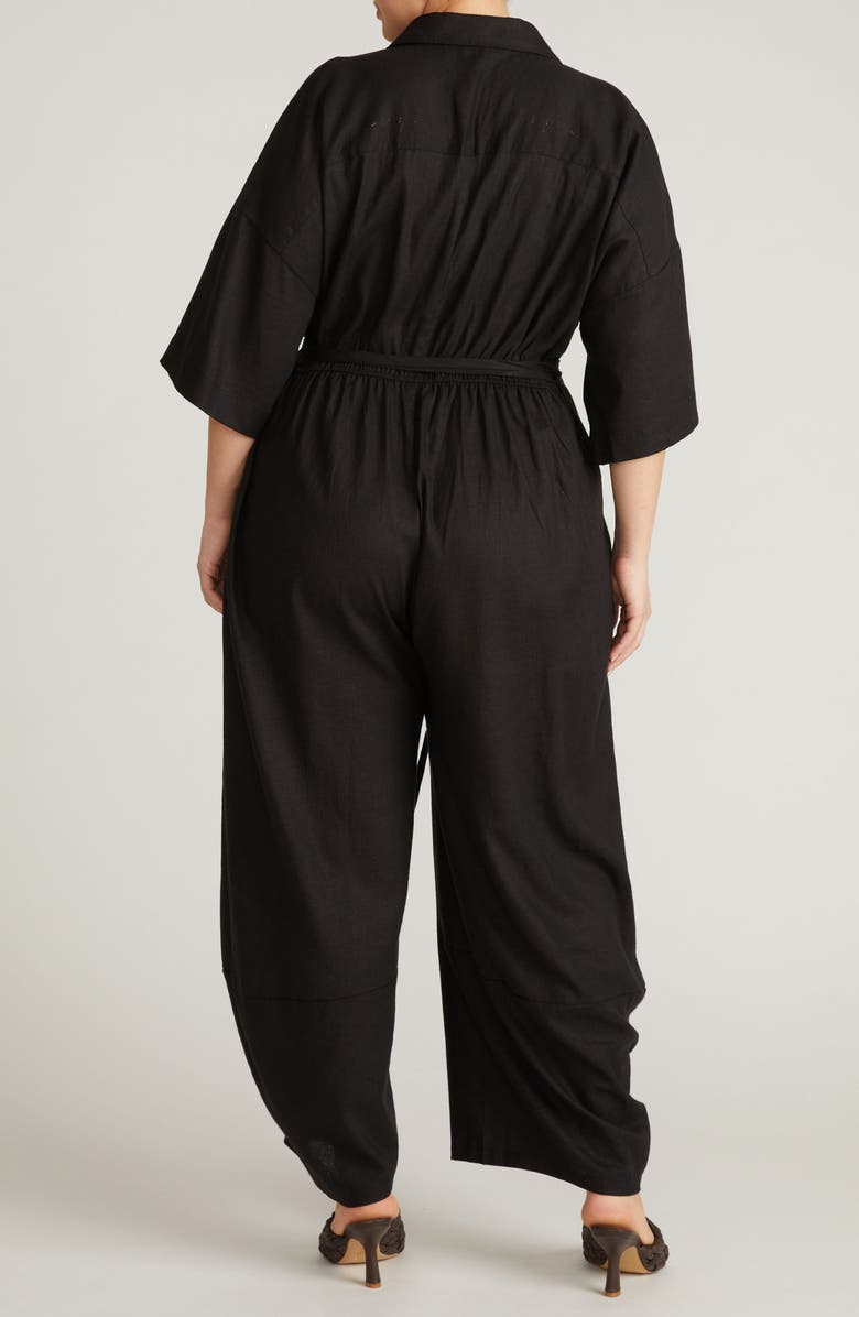 Universal Standard Maggie Linen Blend Jumpsuit, Alternate, color, Black