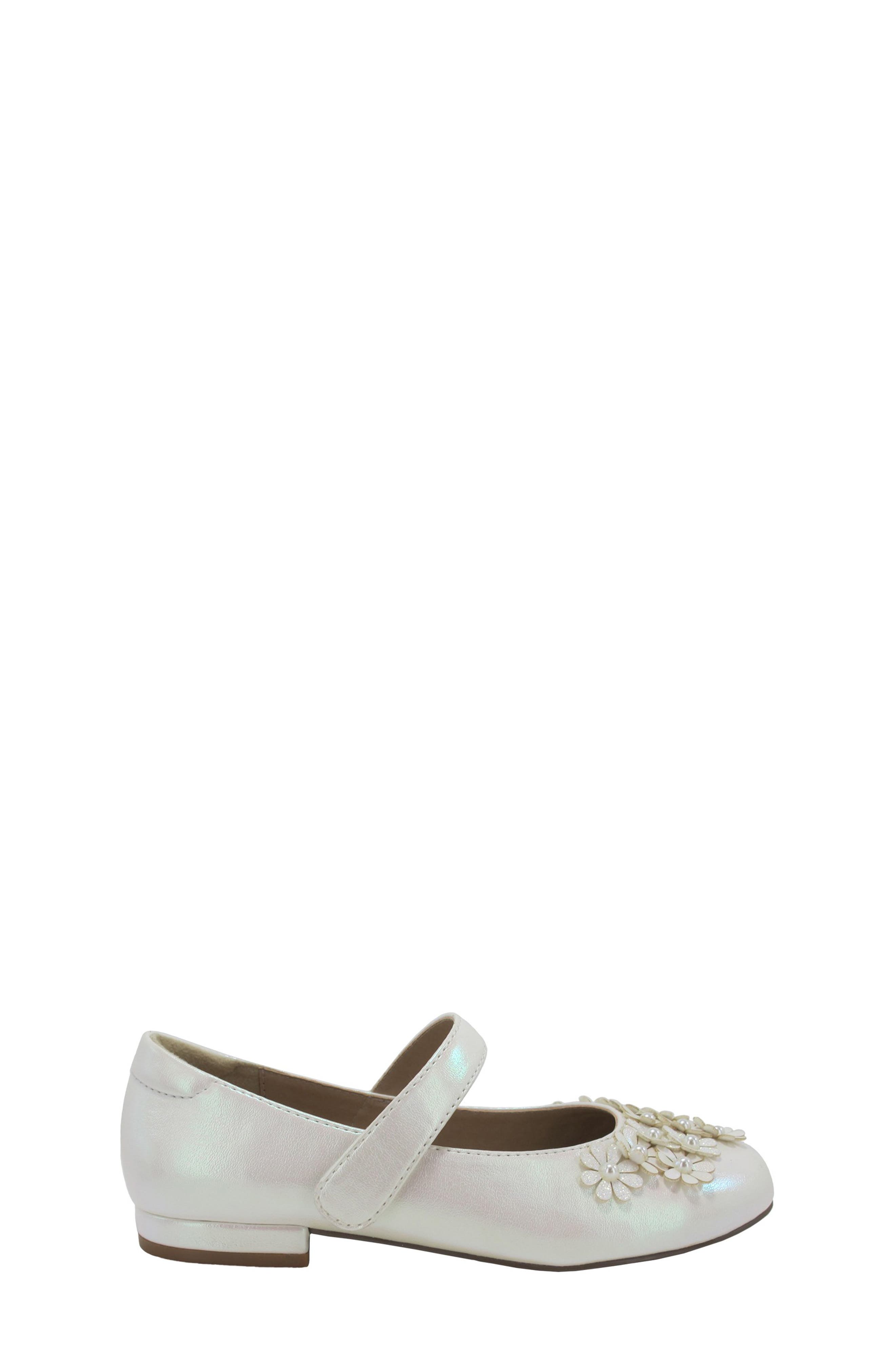 JELLYPOP Kids' Hanley Floral Appliqué Mary Jane Flat, Alternate, color, White