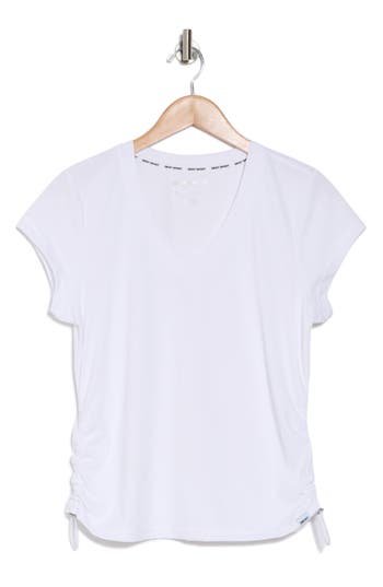 Dkny Side Ruched Tech T-shirt In White