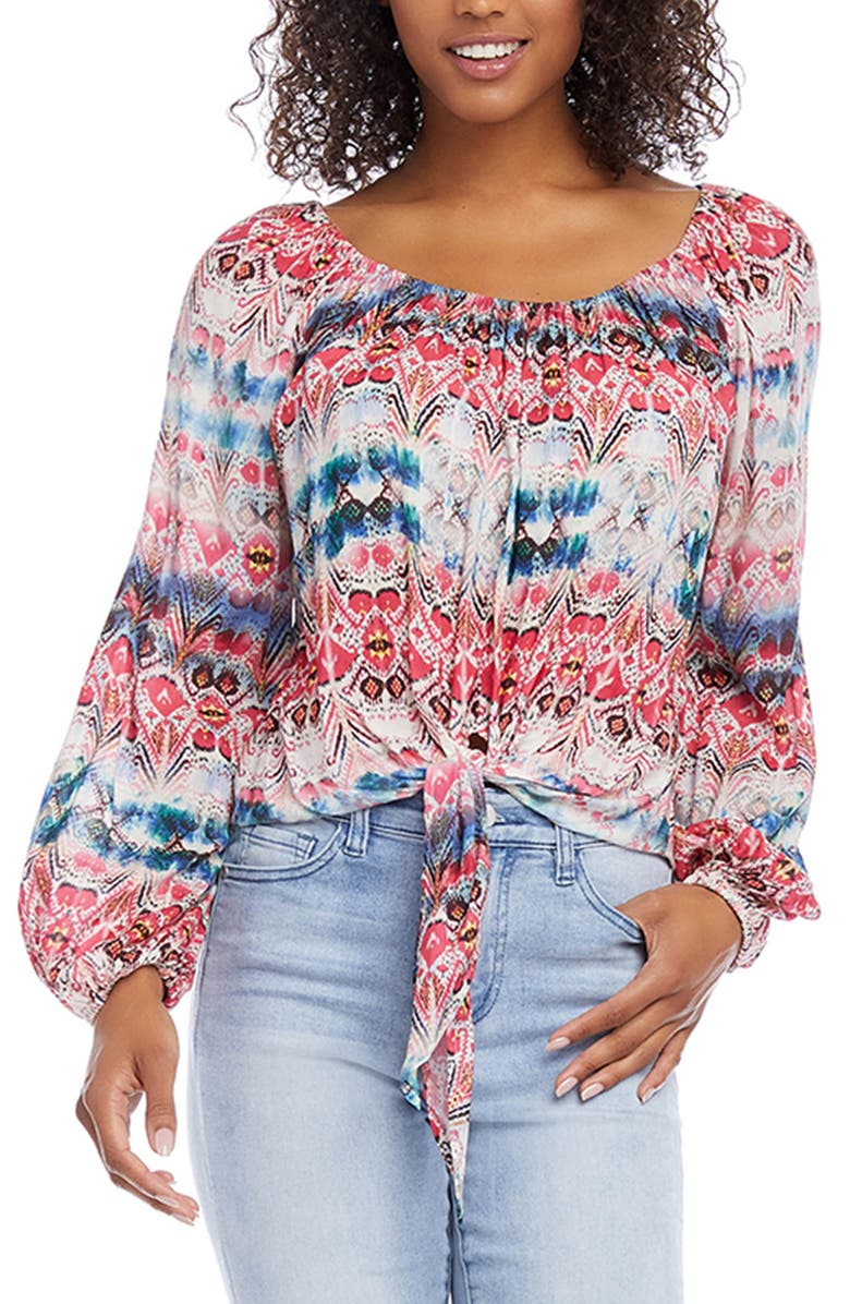 Karen Kane Printed Tie Front Top, Main, color,