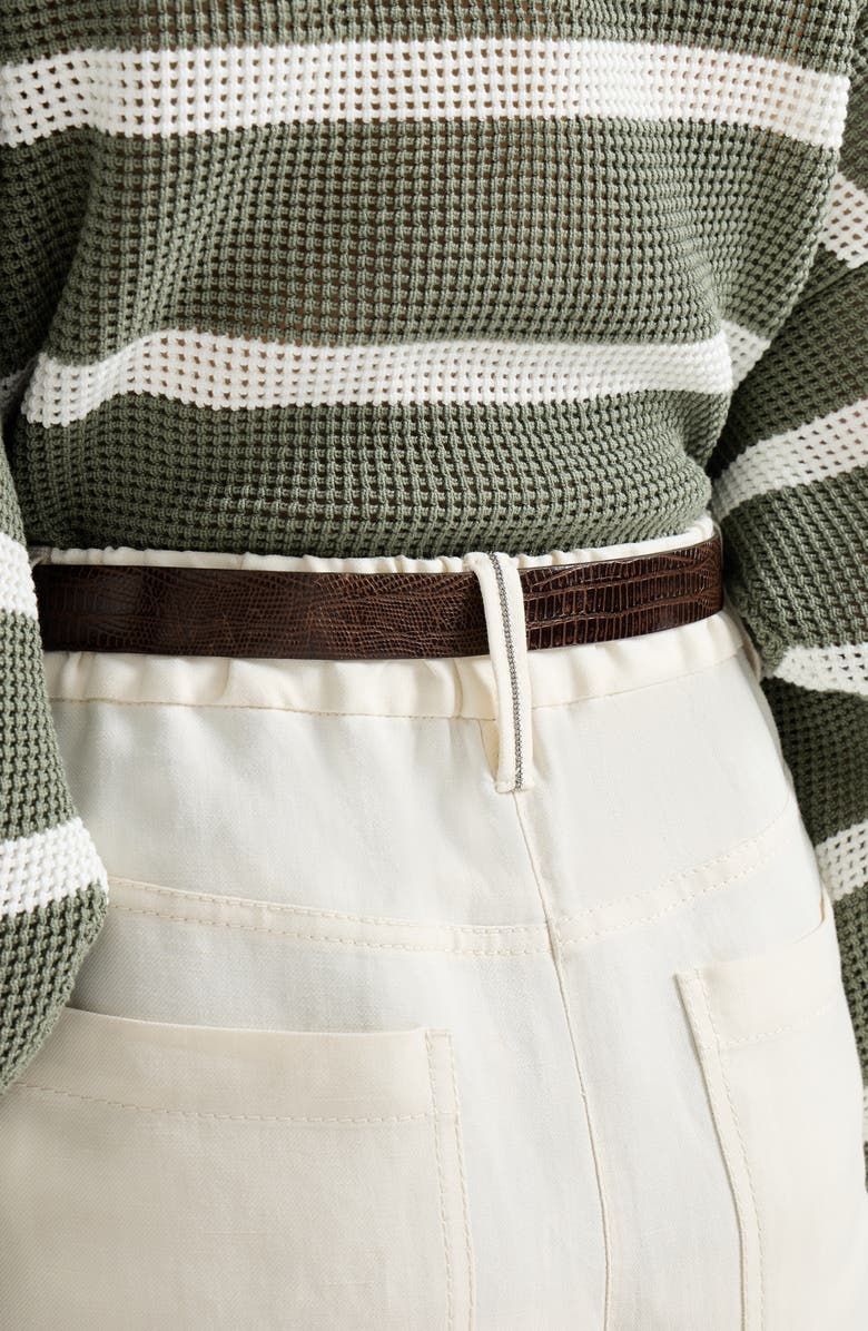 Brunello Cucinelli Fluid twill baggy trousers, Alternate, color, Ivory