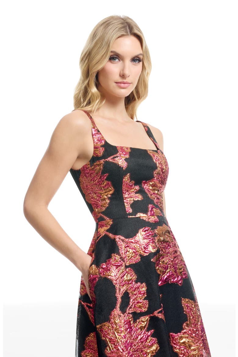 Vienna Jacquard Sleeveless Gown, Alternate, color, FUCHSIA MULTI