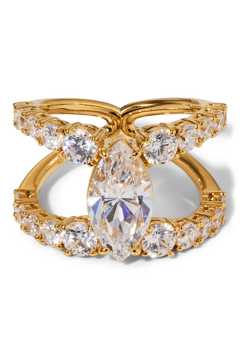 Everleigh Cubic Zirconia Open Ring, Main, color, GOLD