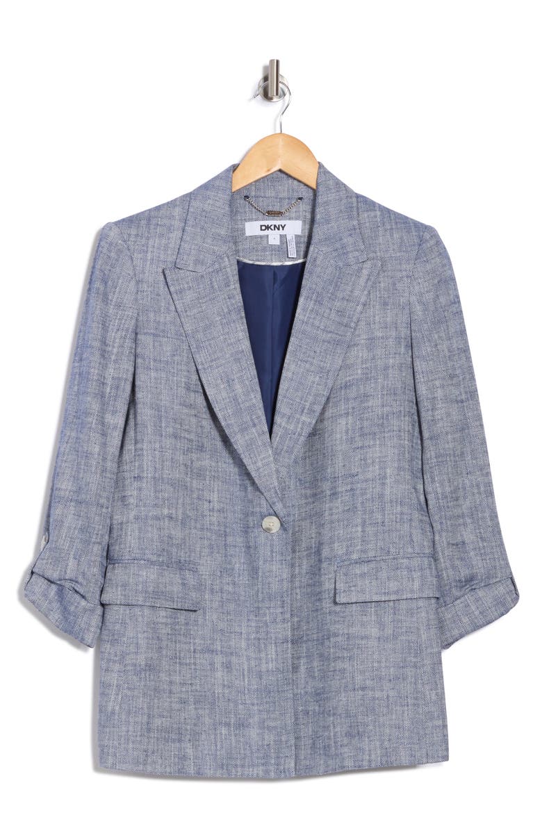 Peak Lapel Roll Sleeve Blazer