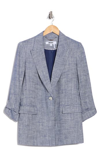 DKNY DKNY PEAK LAPEL ROLL SLEEVE BLAZER