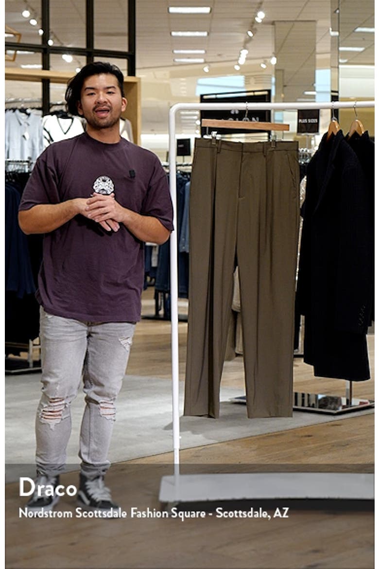 Relaxed Fit Pleated Stretch Wool Dress Pants video