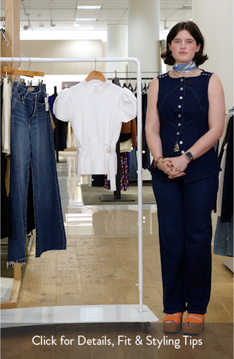 Puff Sleeve Mock Neck Rib Top, sales video thumbnail