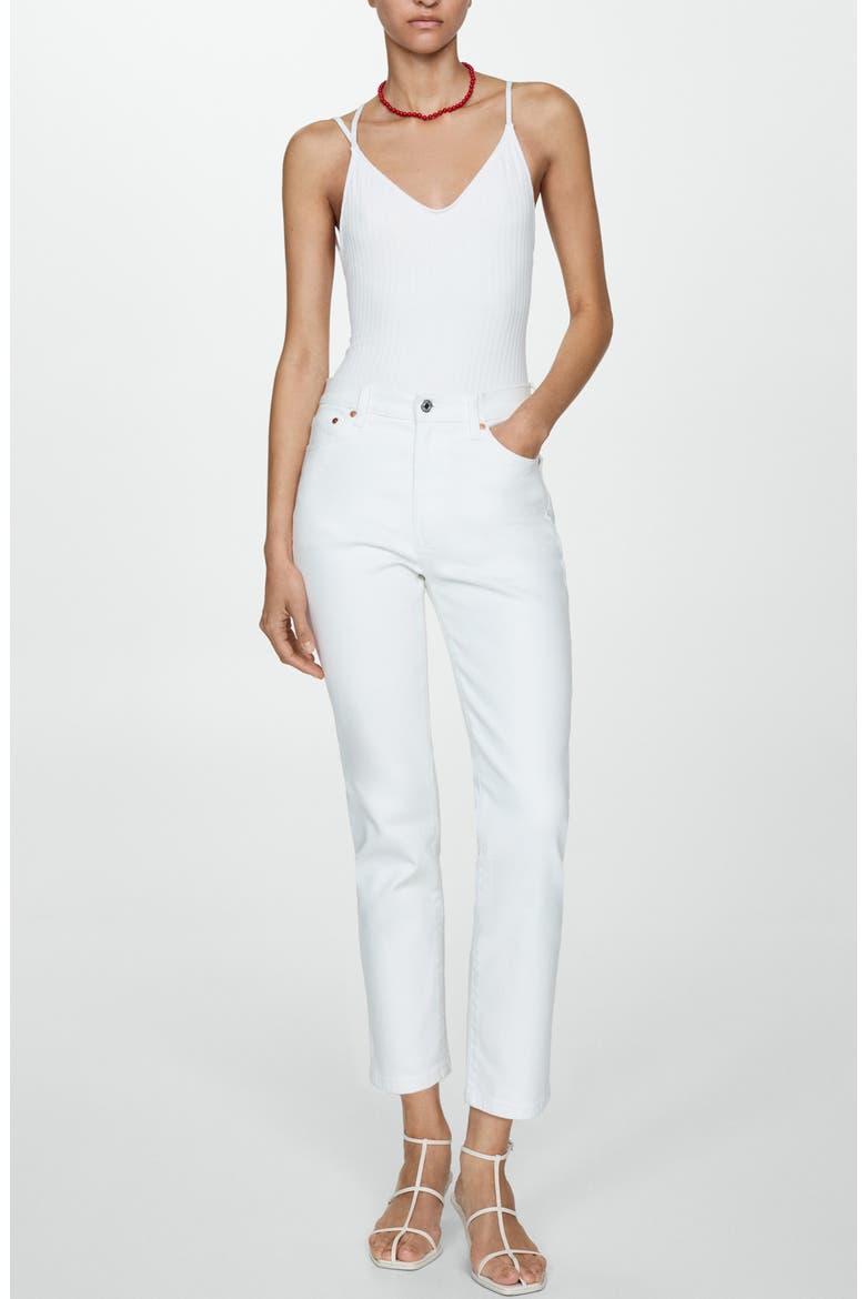 Claudia Waxed Crop Slim Fit Jeans, Alternate, color, WHITE