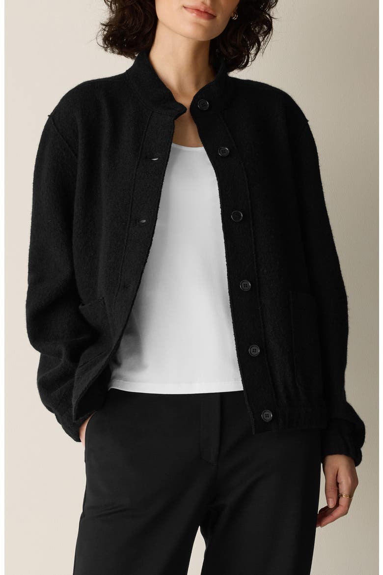 Stand Collar Wool Jacket, Main, color, BLACK