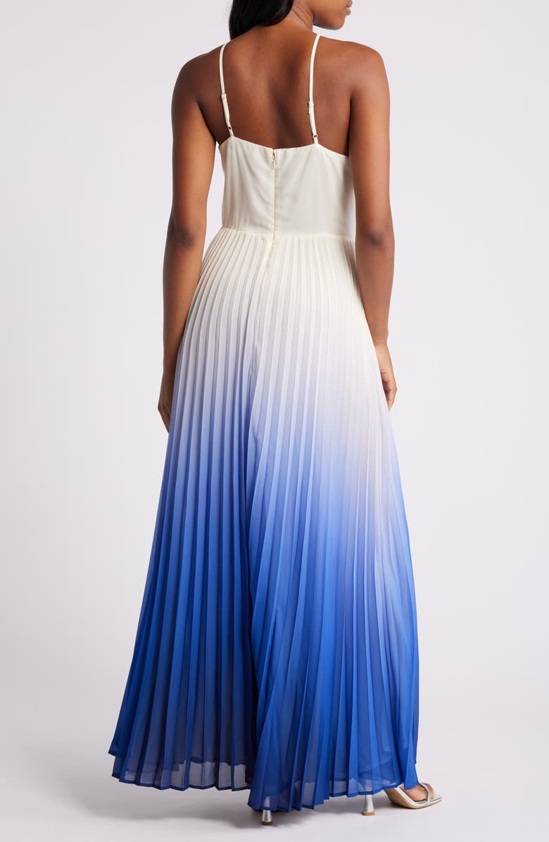 Chelsea28 Dip Dye Halter Pleated Maxi Dress, Alternate, color,