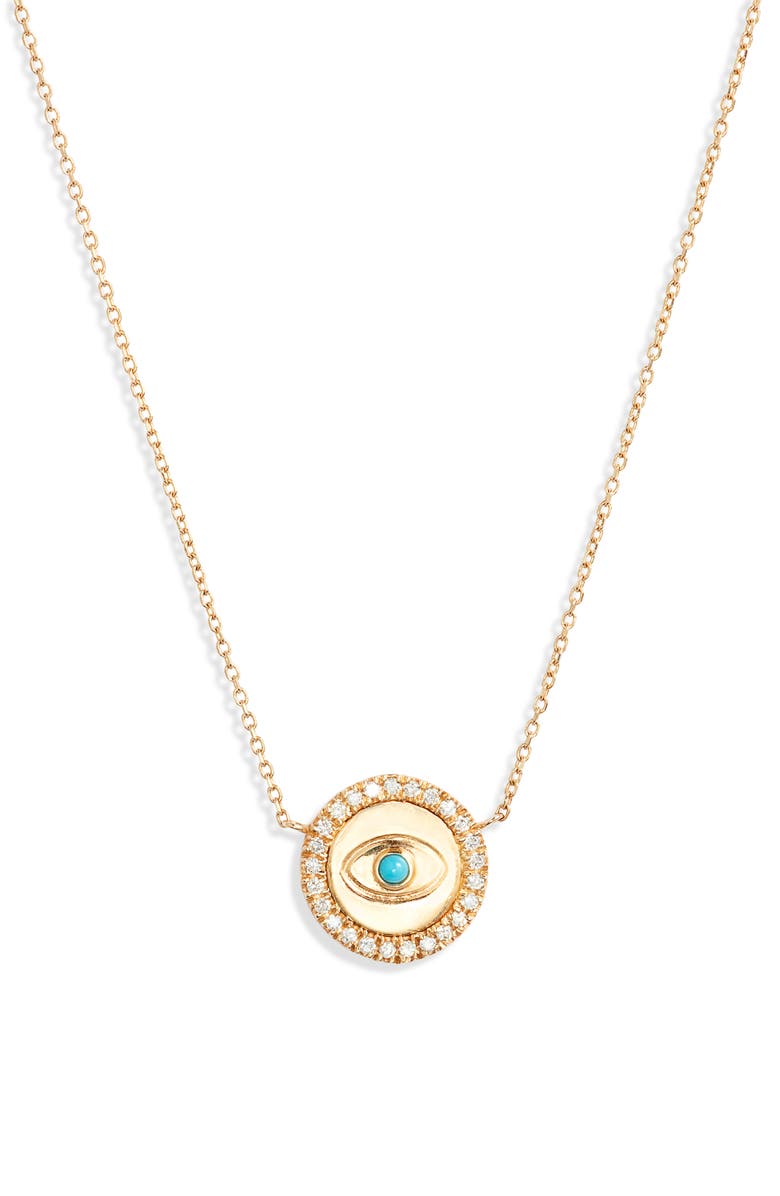 Anzie Mini Royale Evil Eye Turquoise & Diamond Necklace, Main, color, Turquoise/ Aqua