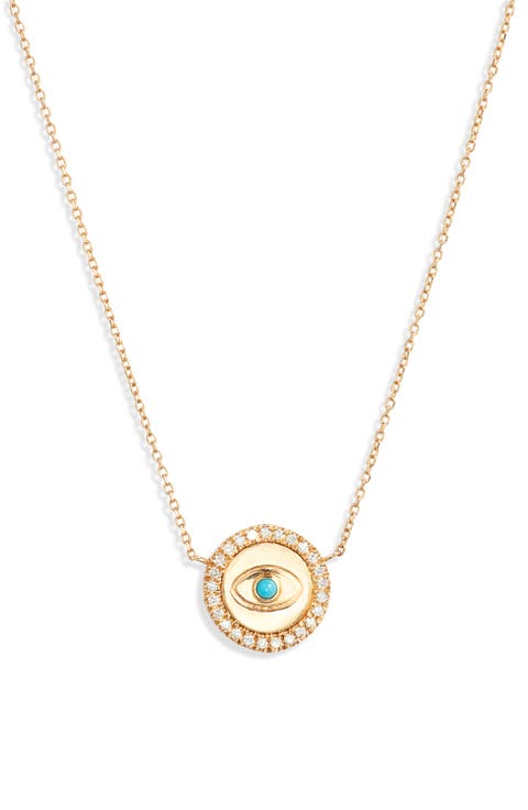 Mini Royale Evil Eye Turquoise & Diamond Necklace