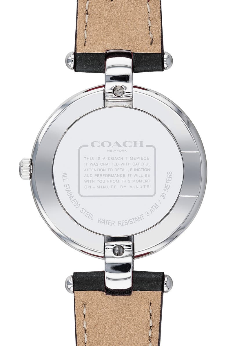 COACH Chrystie Leather Strap Watch, 32mm, Alternate, color, 