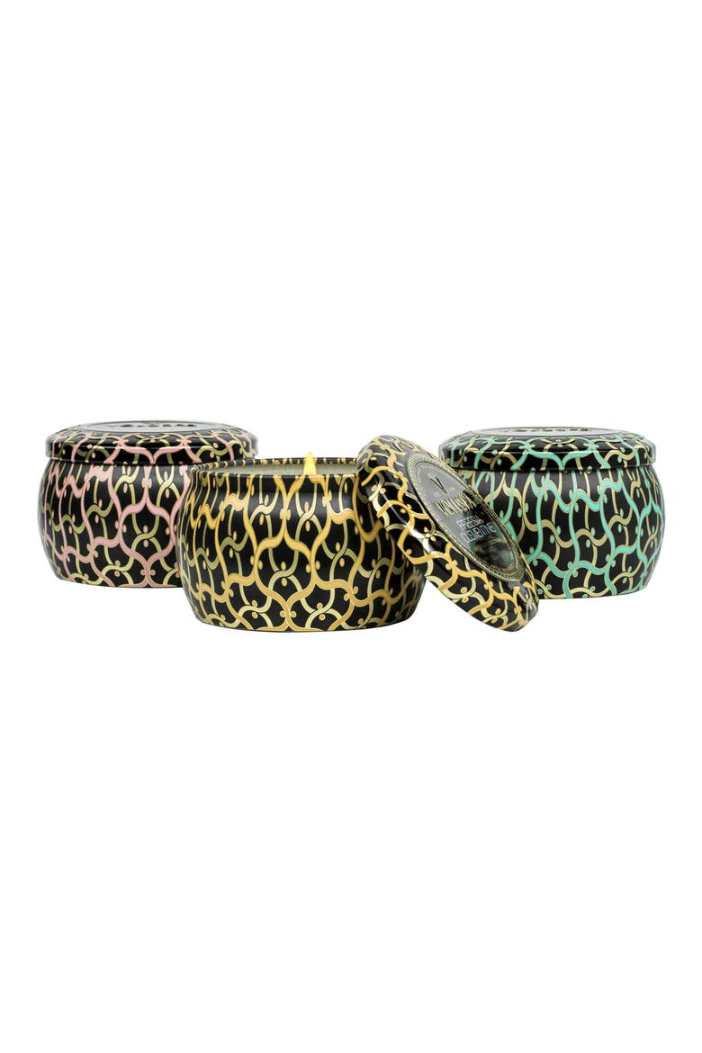 Maison Noir Mini Tin Candle Trio, Main, color, BLACK MULTI