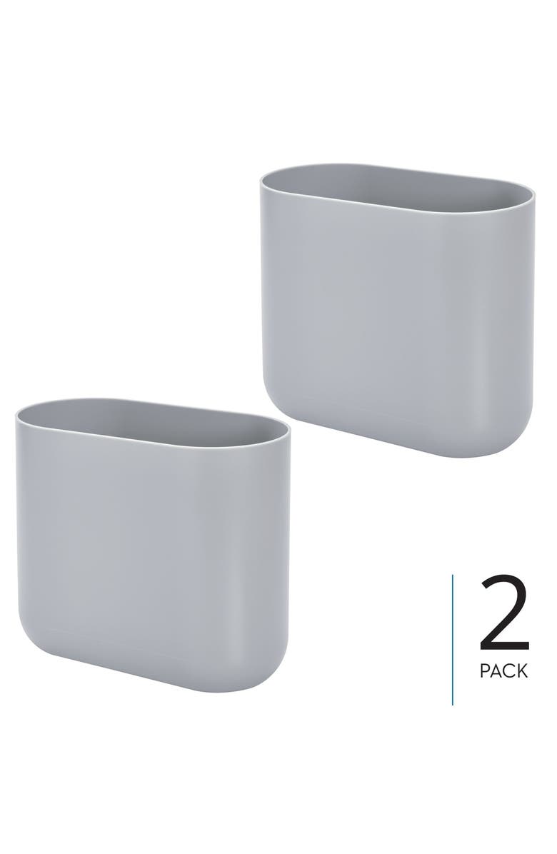 iDesign Small Plastic 1.9 Gallon / 7 L Oval Bathroom Trash Can, 2-Pack, Gray, Alternate, color, Gray