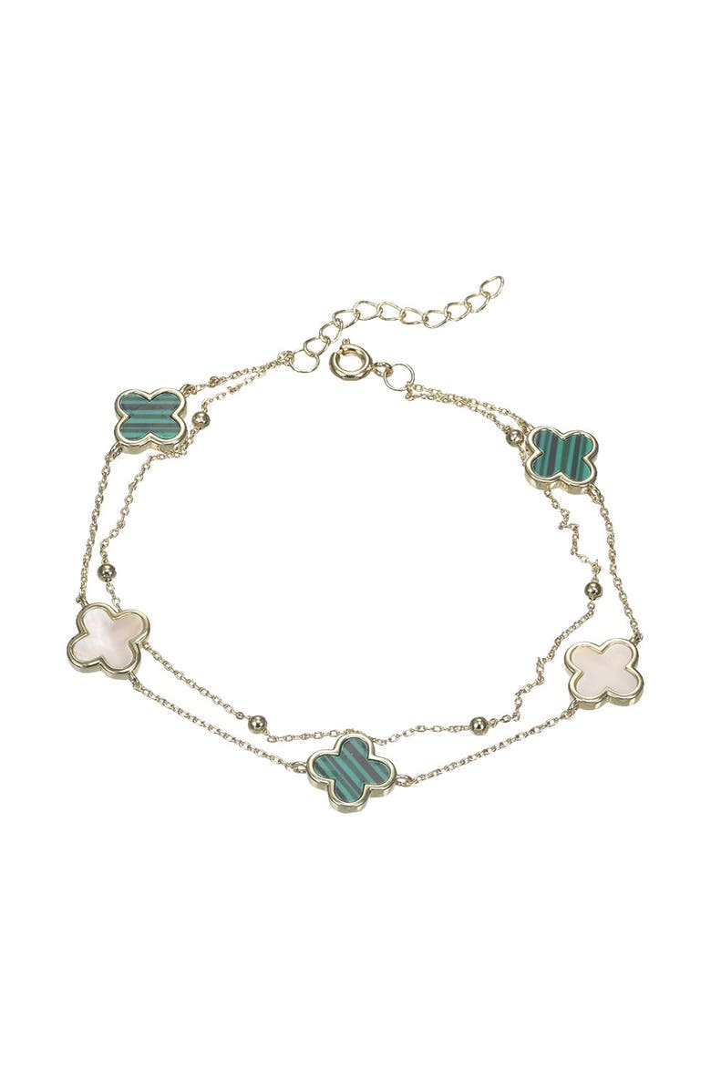 BY ADINA EDEN Double Strand Clover Charm Bracelet, Main, color, Multi-Color