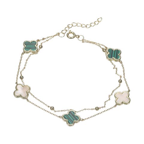 Double Strand Clover Charm Bracelet