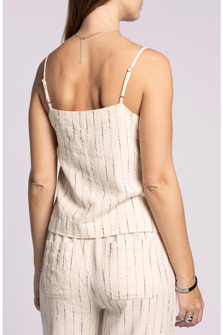 Ventura Linen Blend Camisole, Alternate, color, OFF WHITE BLACK