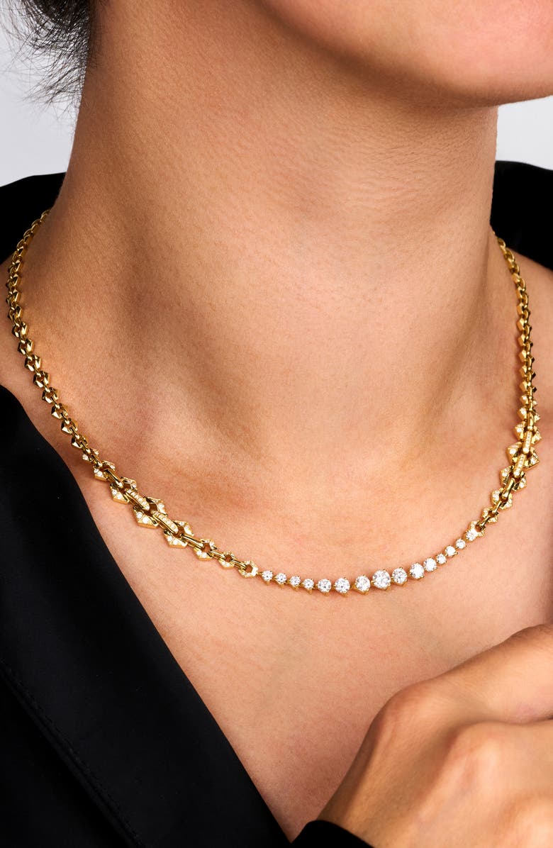 DRIES CRIEL Diamond Bar Chain Necklace, Main, color, Yellow Gold