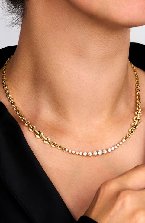 Diamond Bar Chain Necklace