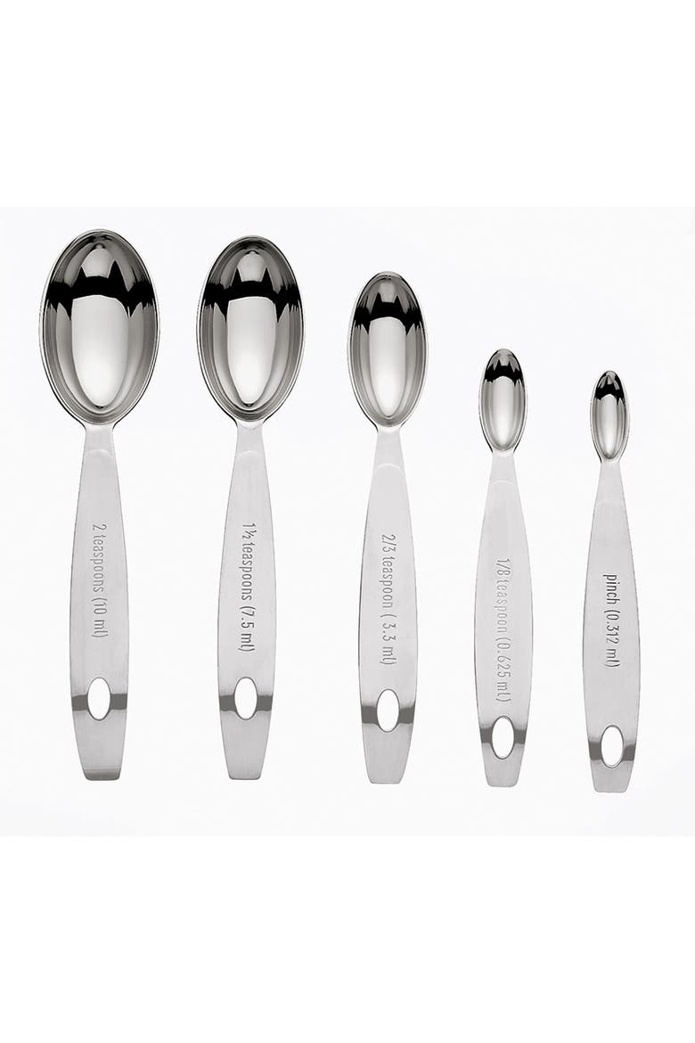 Stainless Steel Odd Size Measuring Spoons, 5 Piece Set, Main, color, Silver