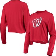 New Era Women's New Era Red Washington Nationals Baby Jersey Cropped Long Sleeve T-Shirt