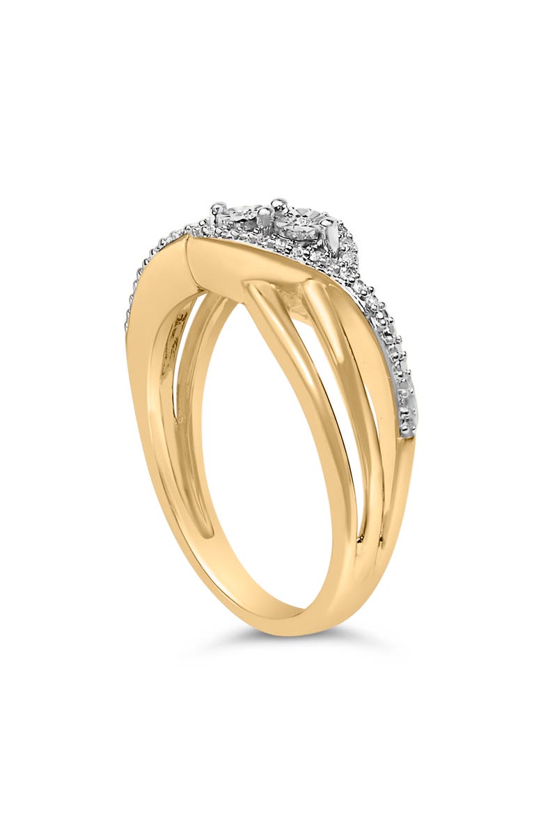 Haus of Brilliance 14K Yellow Gold Plated Sterling Silver 1/10 Cttw Diamond Bypass Ring, Alternate, color, Yellow Gold Over Silver