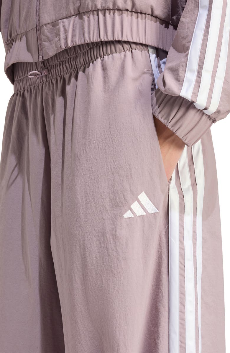adidas 3-Stripe Wide Leg Track Pants, Alternate, color, Preloved Fig/ White