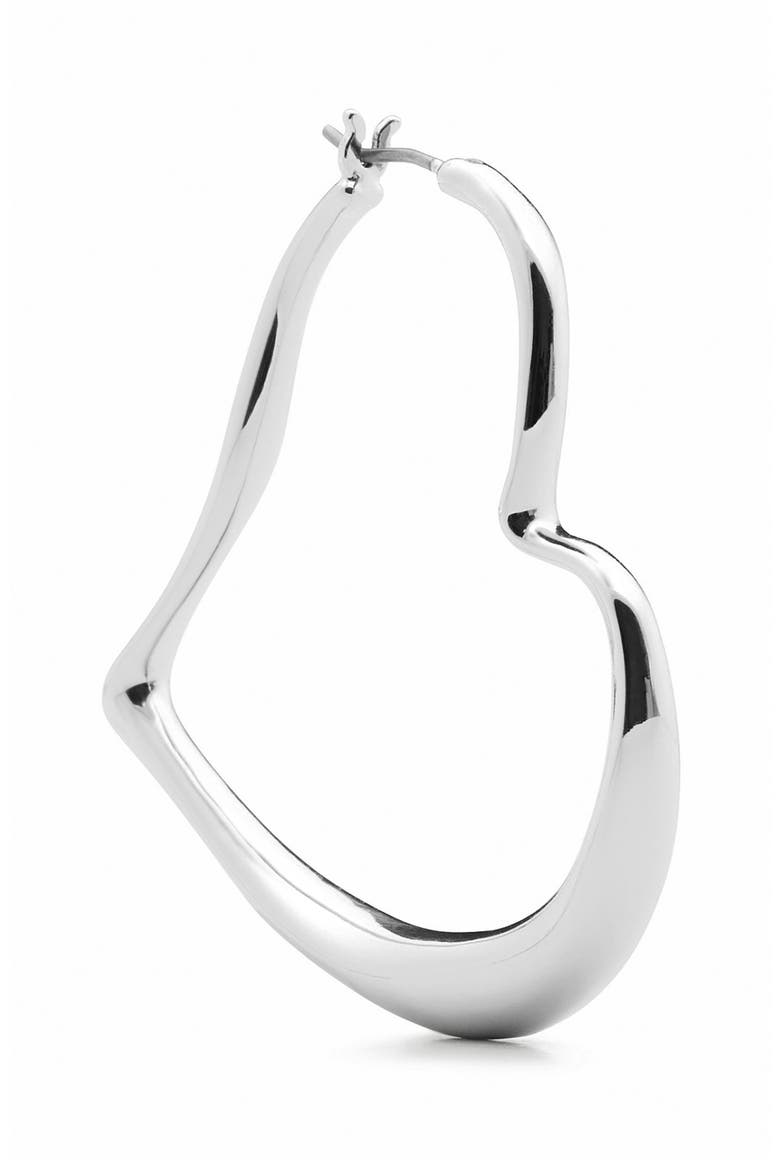 heart hoop earrings, Alternate, color, SILVER