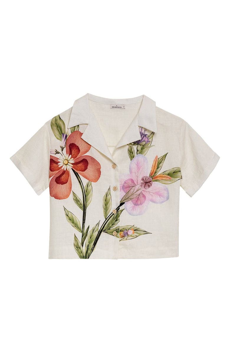 Agua Bendita Vittoria Mbar Crop Cover-Up Shirt, Alternate, color, White