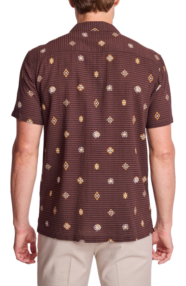 PAISLEY & GRAY Ornate Cotton Blend Camp Shirt, Alternate, color, Golden Brown Seersucker