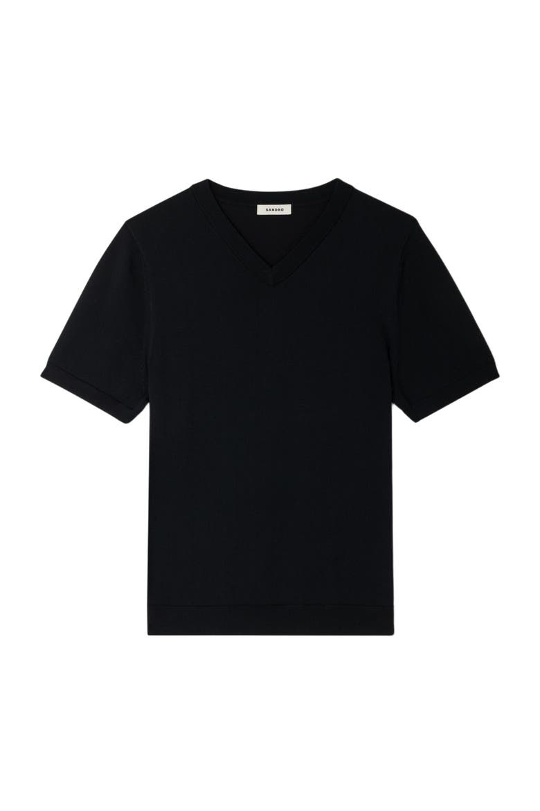 Short-sleeve V-neck polo shirt, Alternate, color, Black