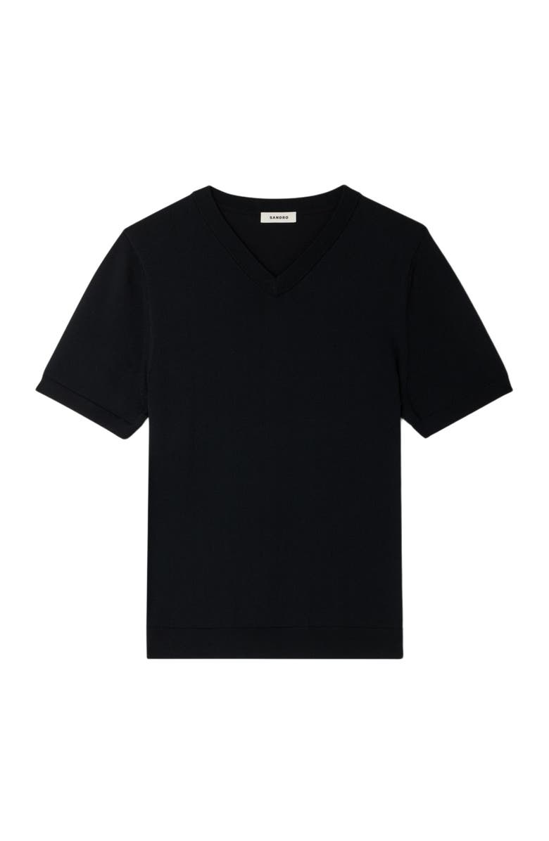 SANDRO Short-sleeve V-neck polo shirt, Alternate, color, Black