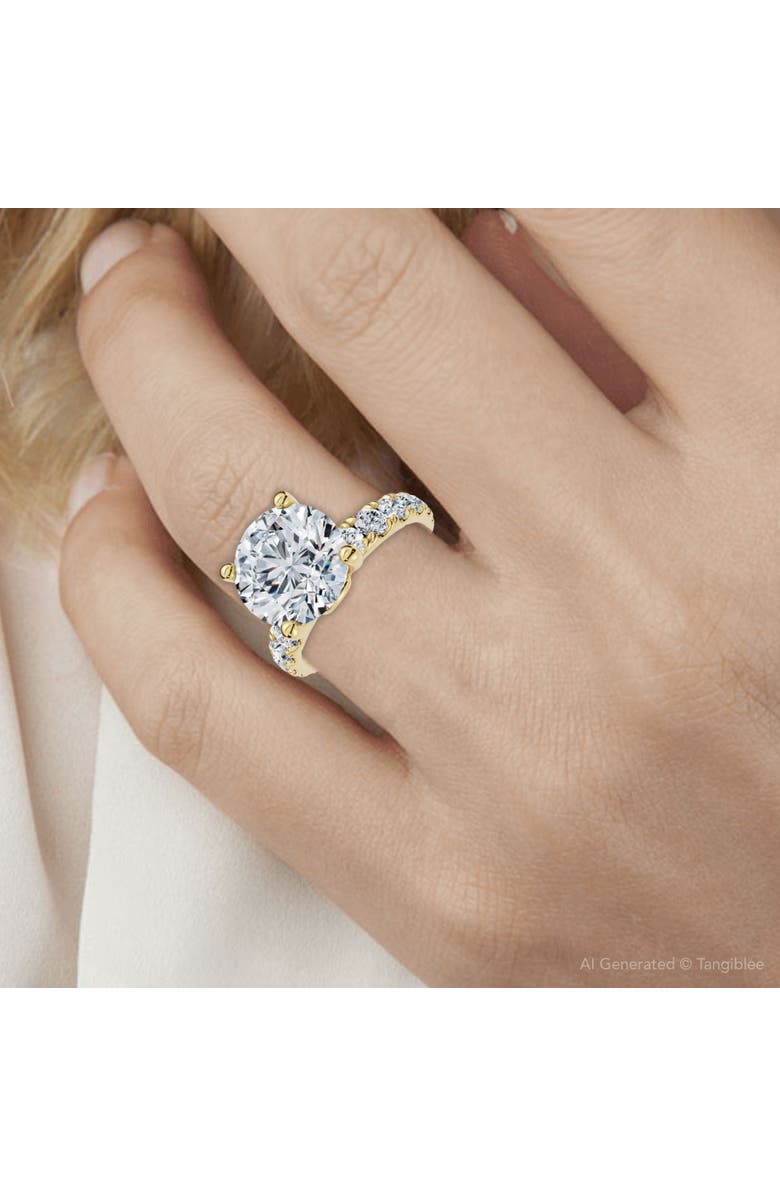 Bliss Diamond Certified 4Ct TW Diamond Pave Engagement Ring in 14k Gold Lab Grown, Alternate, color, 14K Yellow Gold