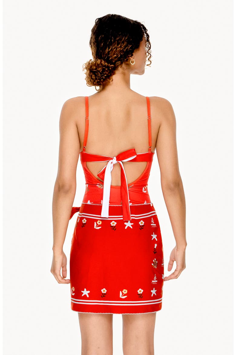 Swim Cover Up Skirt-Red Coral, Alternate, color, Red