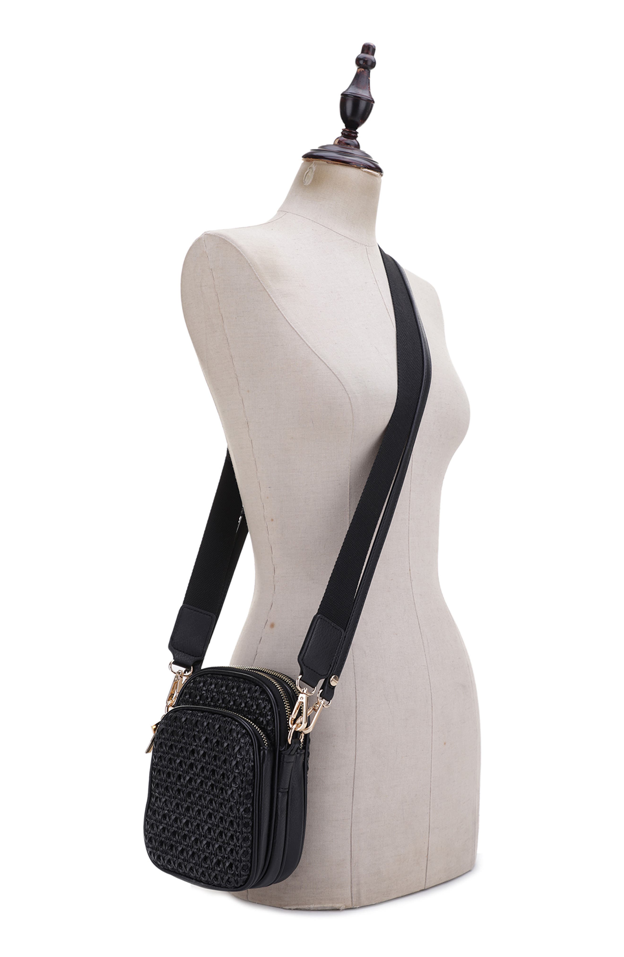 Mali + Lili Josephine Woven Vegan Leather Crossbody Bag, Alternate, color, 