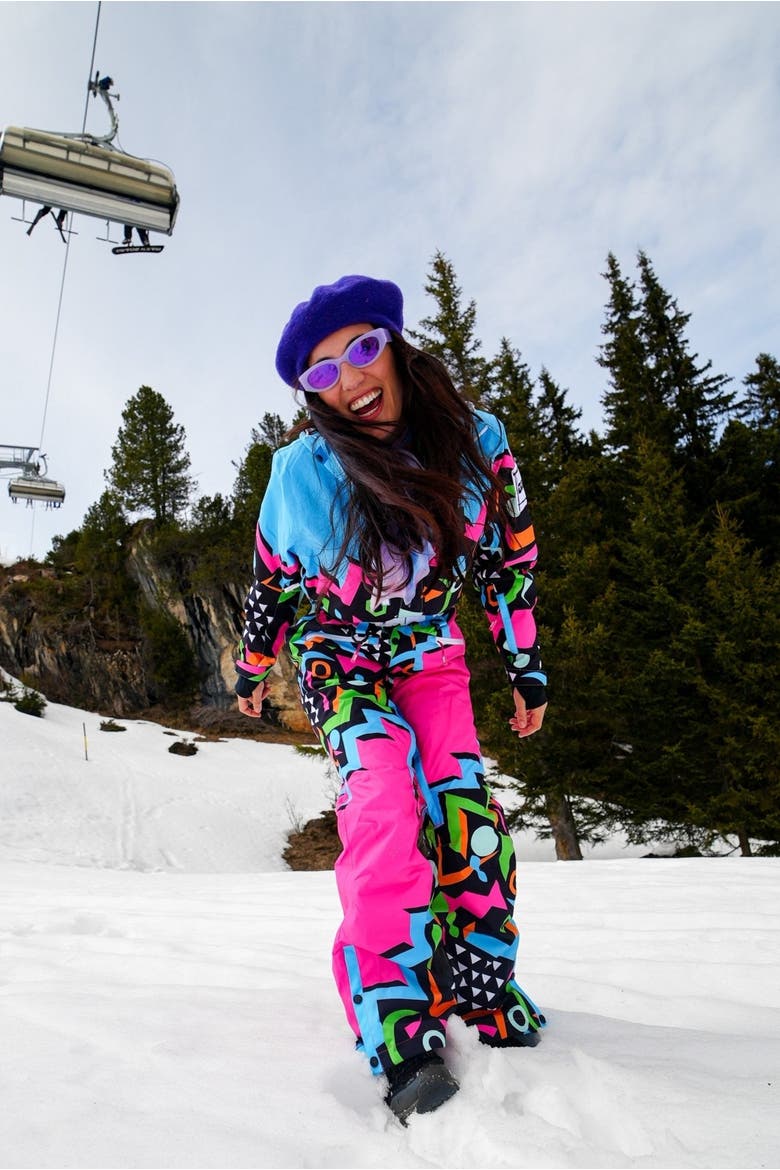 Nutscracker 2.0 Shaped Women's Ski Suit, Alternate, color, Black with neon pink