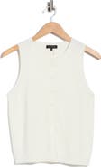1.STATE Sleeveless Crewneck Button-Front Sweater