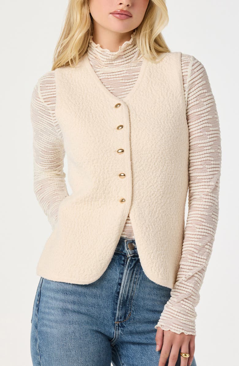 ASTR the Label Textured Longline V-Neck Vest, Alternate, color, Off White