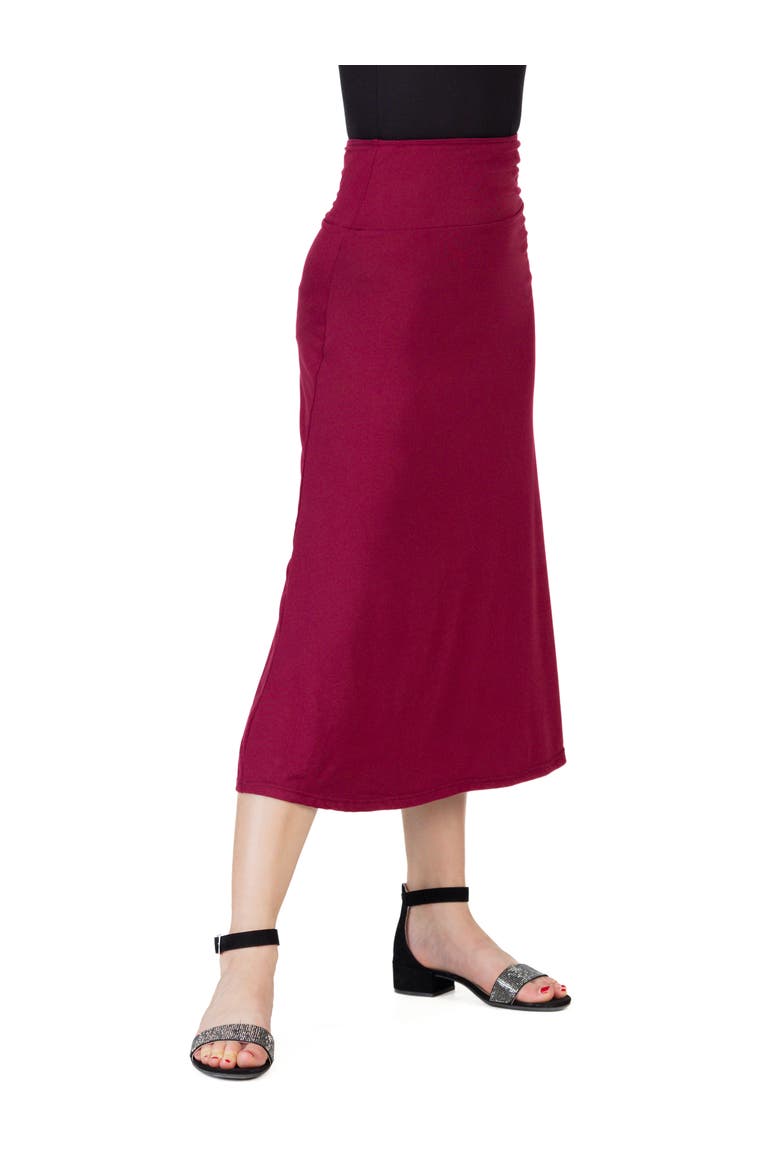 Elastic Waistline Maxi Skirt, Alternate, color, Wine