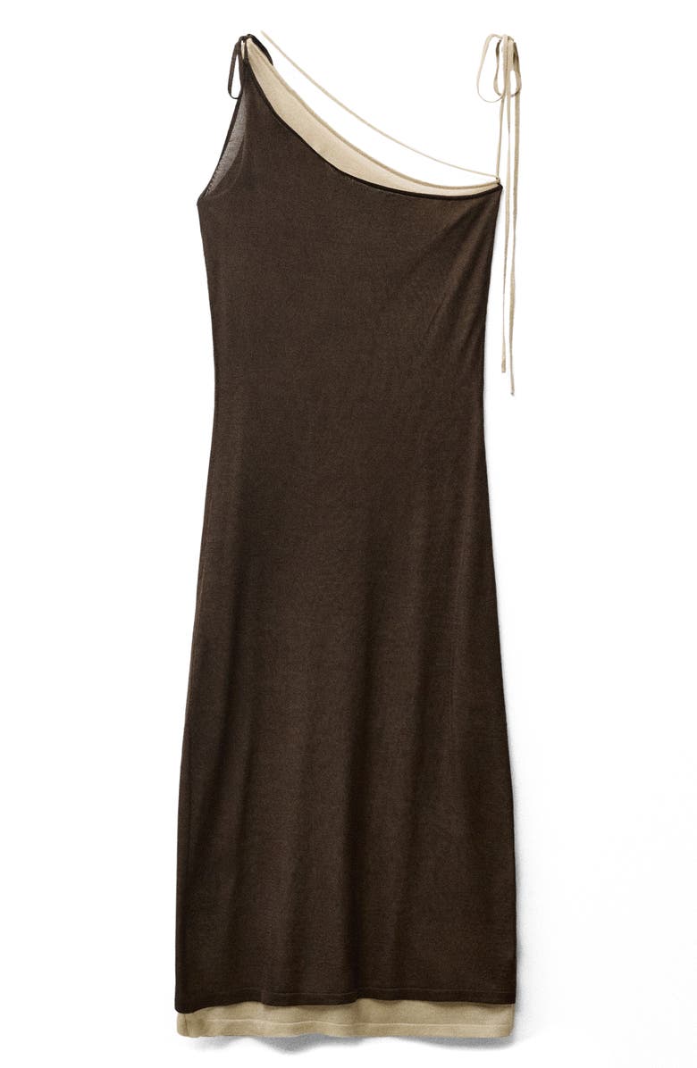 MANGO Asymmetric Neck Knit Dress, Alternate, color, Green
