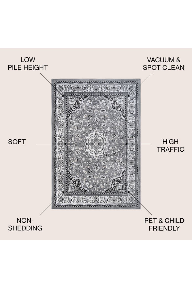 Palmette Modern Persian Floral Area Rug, Alternate, color, Gray/Ivory