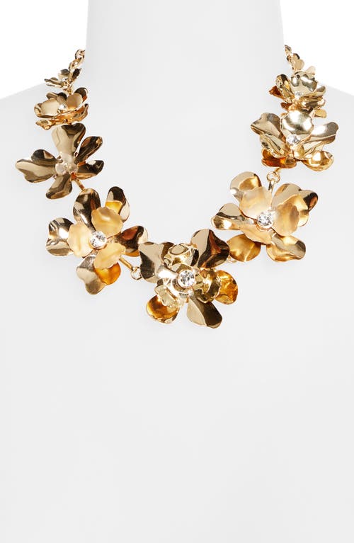 Carolina Herrera Crystal Embellished Metal Flower Necklace In Gold