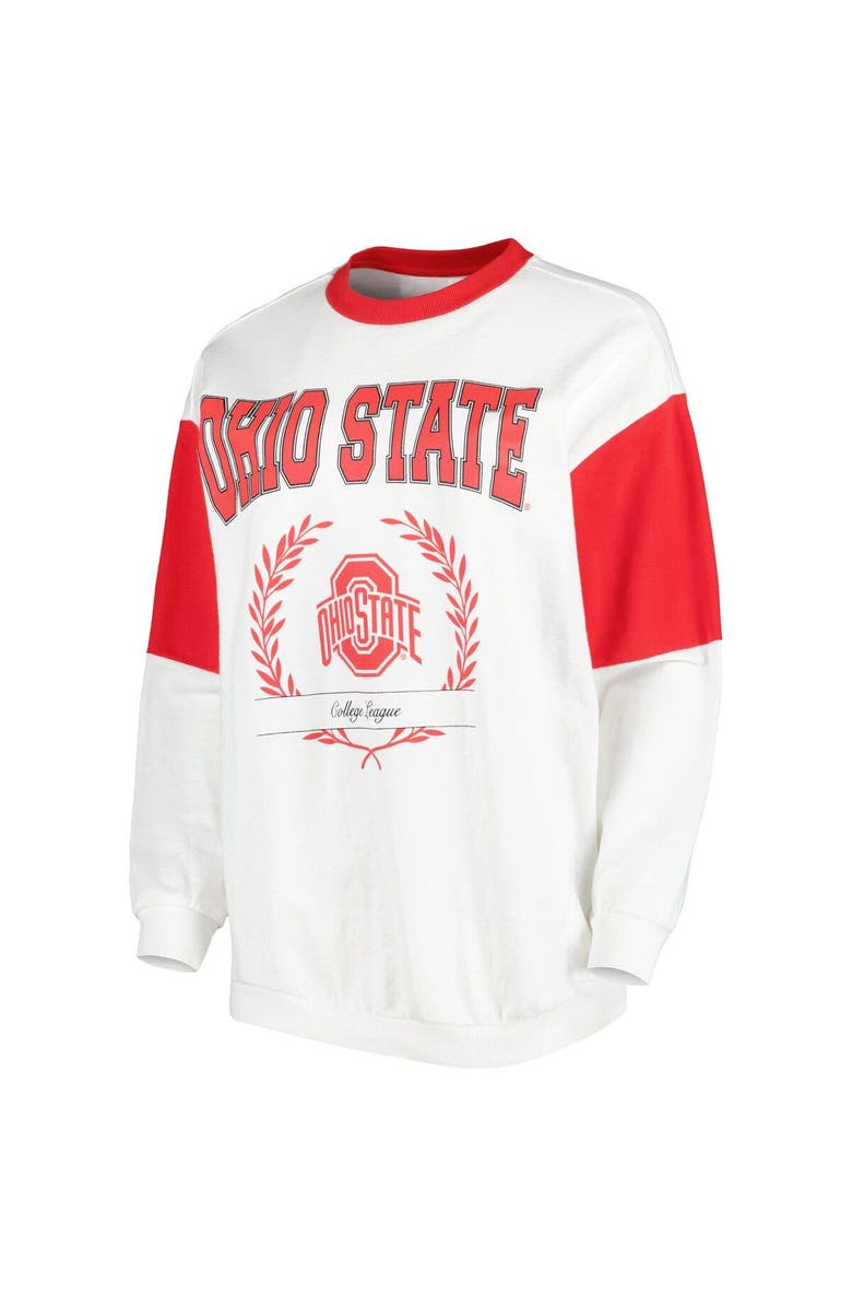 GAMEDAY COUTURE Women's Gameday Couture White Ohio State Buckeyes It's A Vibe Dolman Pullover Sweatshirt, Alternate, color, 