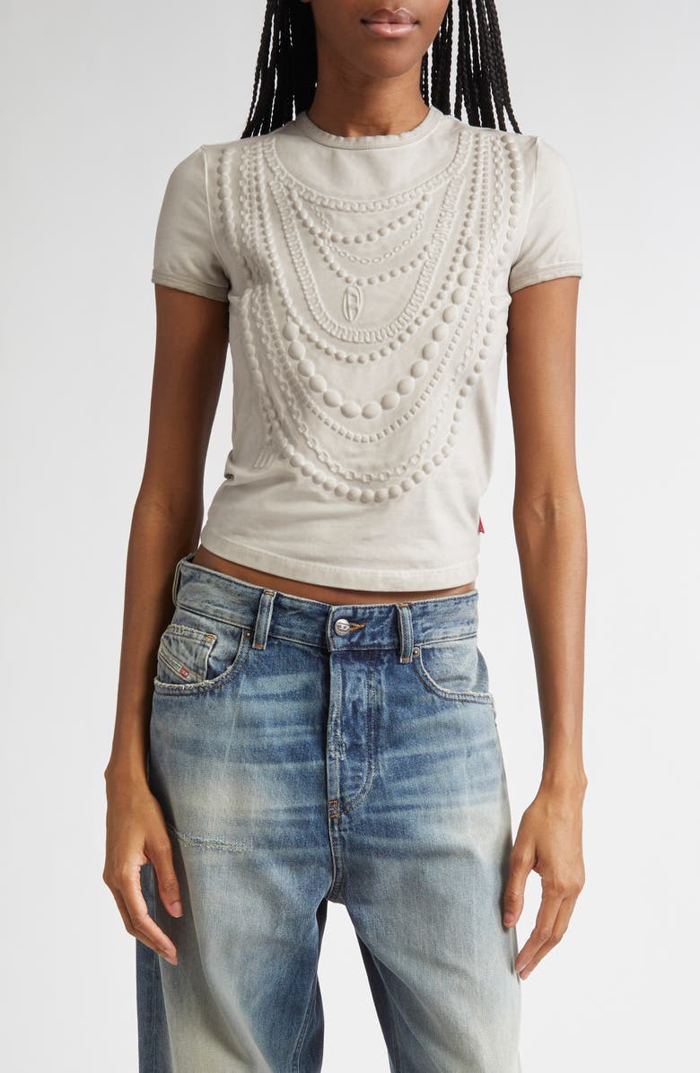 DIESEL<sup>®</sup> T-Nekka Necklace Embosssed T-Shirt, Main, color, Chalk/ White